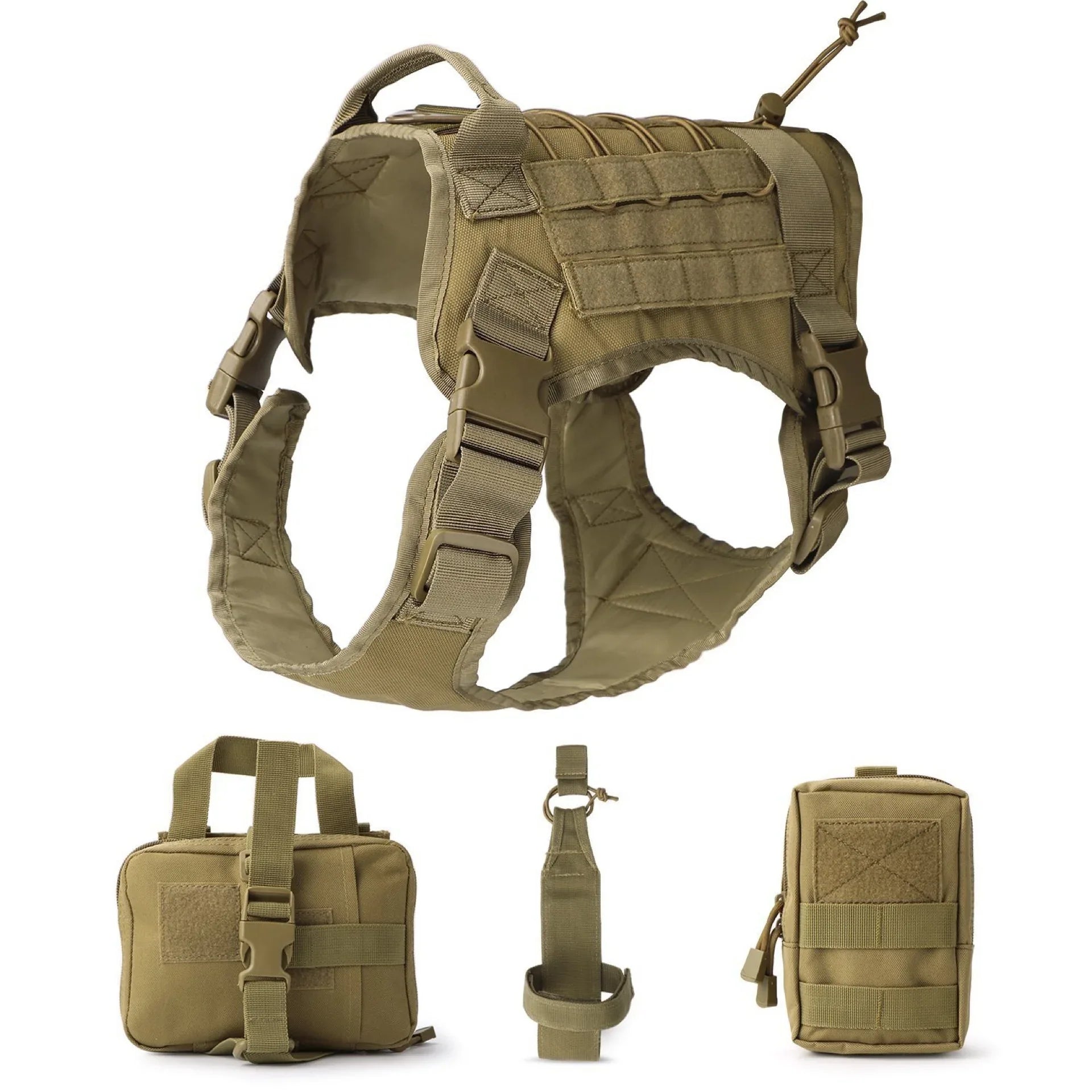 Tactical Dog Vest Harness Set – Military‑Style Harness with Leash & Utility Pouches - Fur Babies Pet Store