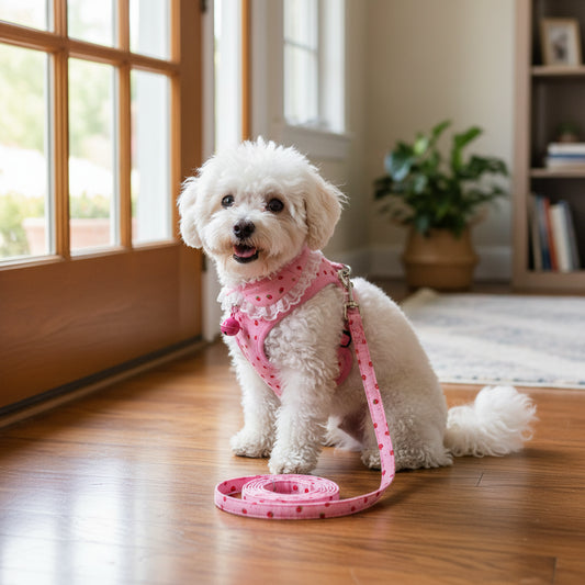 Small Dog Vest Harness & Leash Set – Soft Adjustable Harness with Safety Bell - Fur Babies Pet Store