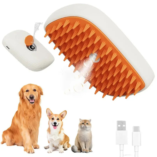 USB‑Rechargeable Dog Steam Brush – Spray & Massage Grooming Comb for Easy Coat Care - Fur Babies Pet Store