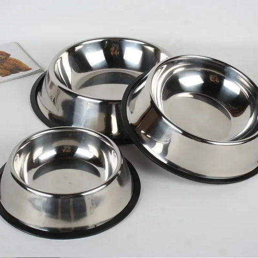Classic Stainless Steel Dog Bowls – 15cm Food & Water Bowls (2‑Pack, Anti‑Slip Base) - Fur Babies Pet Store