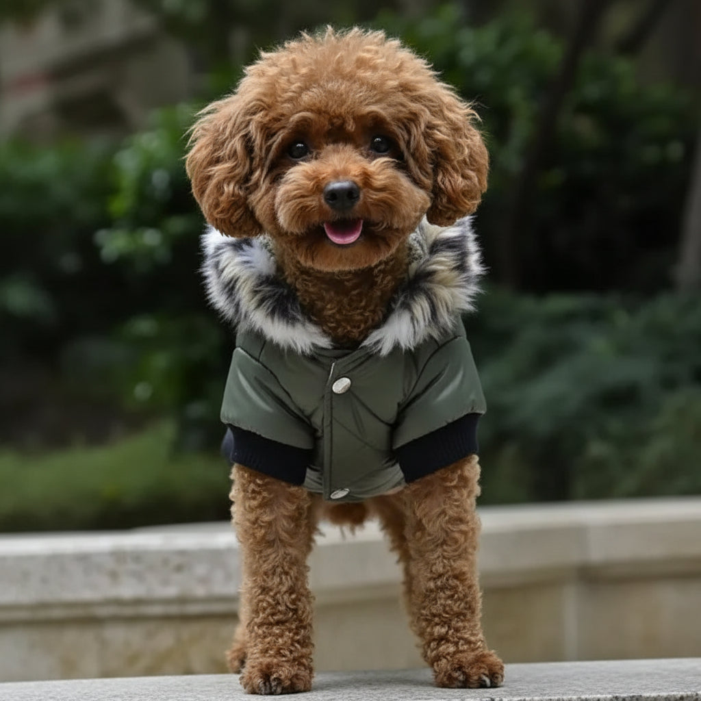 Winter Dog Coat with Fur Collar – Warm Jacket for Small to Large Breeds - Fur Babies Pet Store