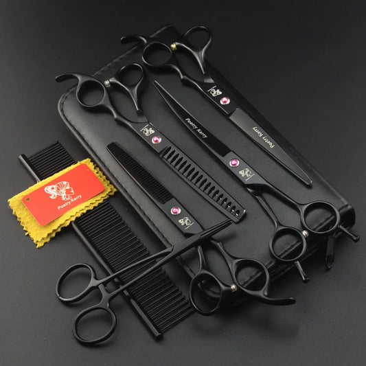 Professional Dog Grooming Scissors Set – 7‑Piece Stainless Steel Grooming Kit - Fur Babies Pet Store