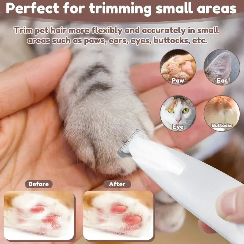 Dog Paw Trimmer with LED Light – Waterproof Rechargeable Grooming Trimmer with Wide Blade - Fur Babies Pet Store