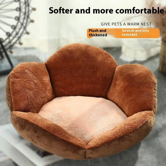 Dog Paw Plush Bed – Soft Four‑Season Nest for Small Breeds - Fur Babies Pet Store