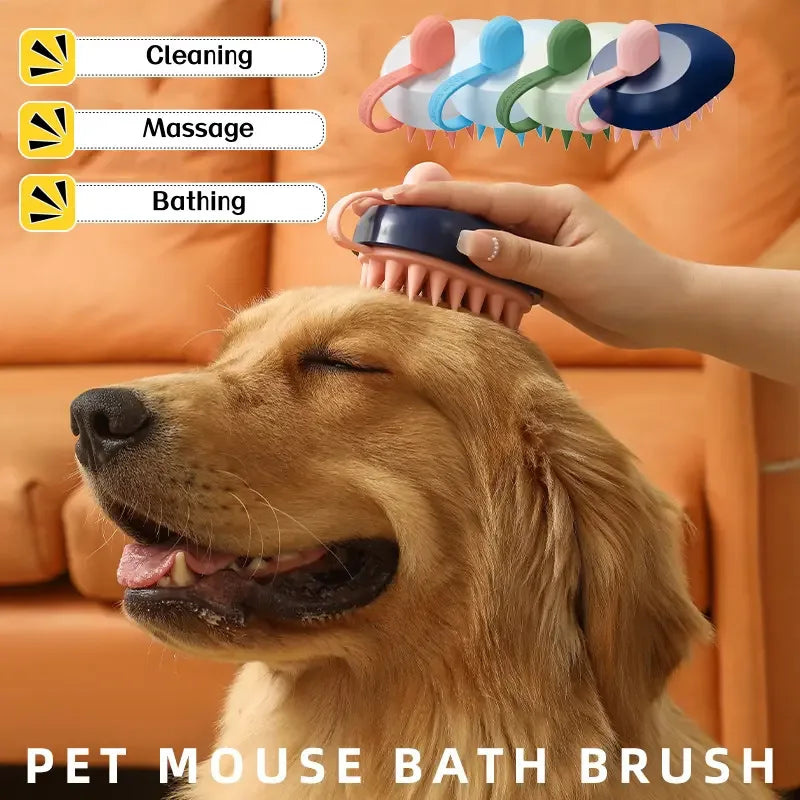 Soft Silicone Dog Bath Brush – Hair‑Removing Shampoo & Massage Grooming Comb - Fur Babies Pet Store