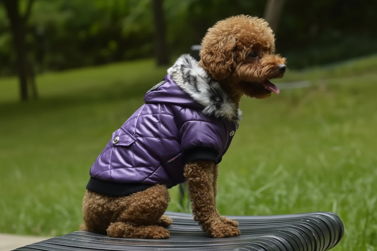 Winter Dog Coat with Fur Collar – Warm Jacket for Small to Large Breeds - Fur Babies Pet Store