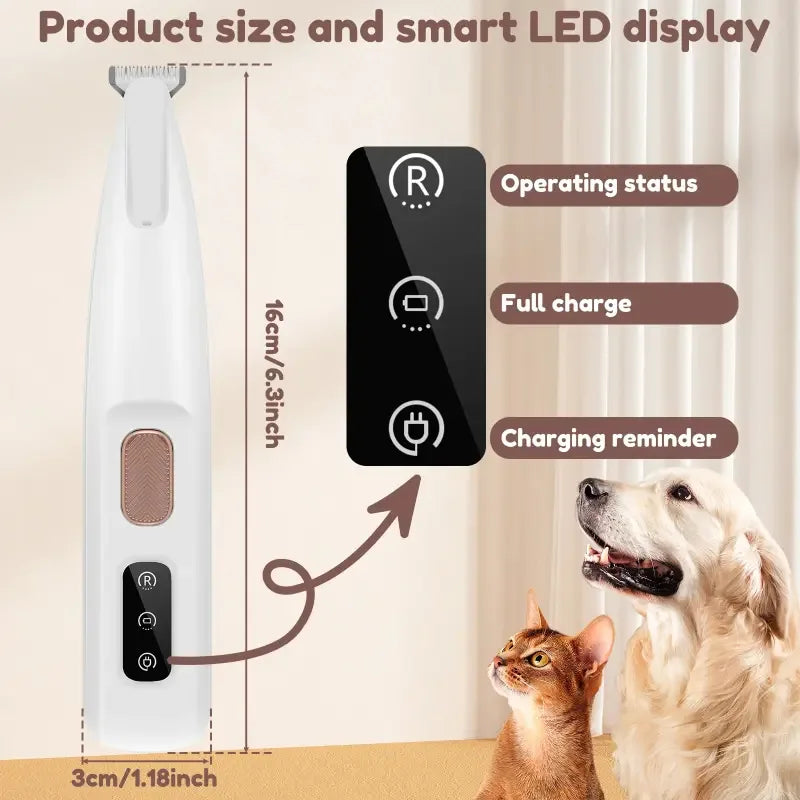 Dog Paw Trimmer with LED Light – Waterproof Rechargeable Grooming Trimmer with Wide Blade - Fur Babies Pet Store