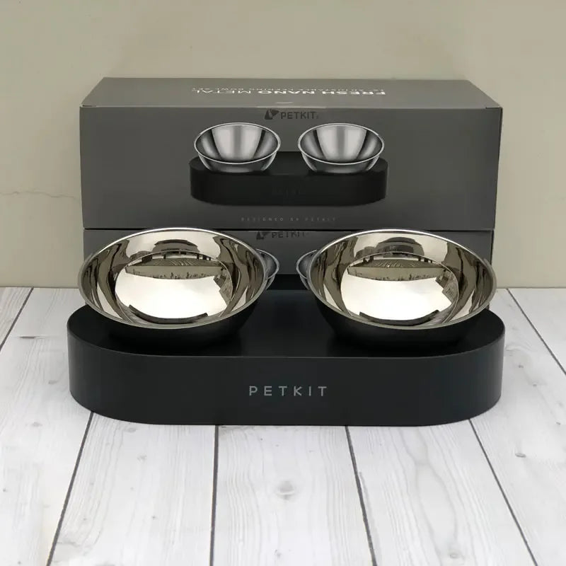 Adjustable Elevated Dog Bowl Set – Stainless Steel Double Feeder with Anti‑Slip Base - Fur Babies Pet Store