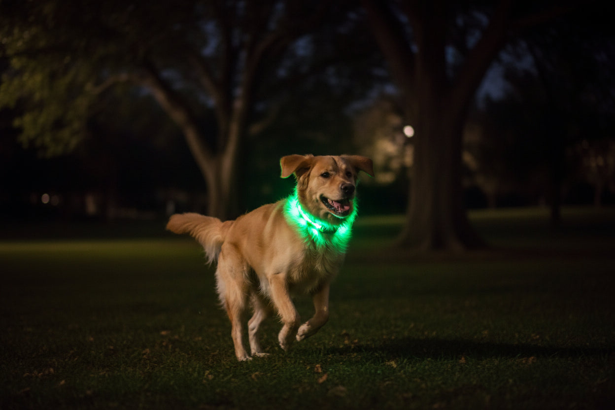 LED Waterproof Dog Collar – USB‑C Rechargeable Light Collar with AirTag Holder - Fur Babies Pet Store