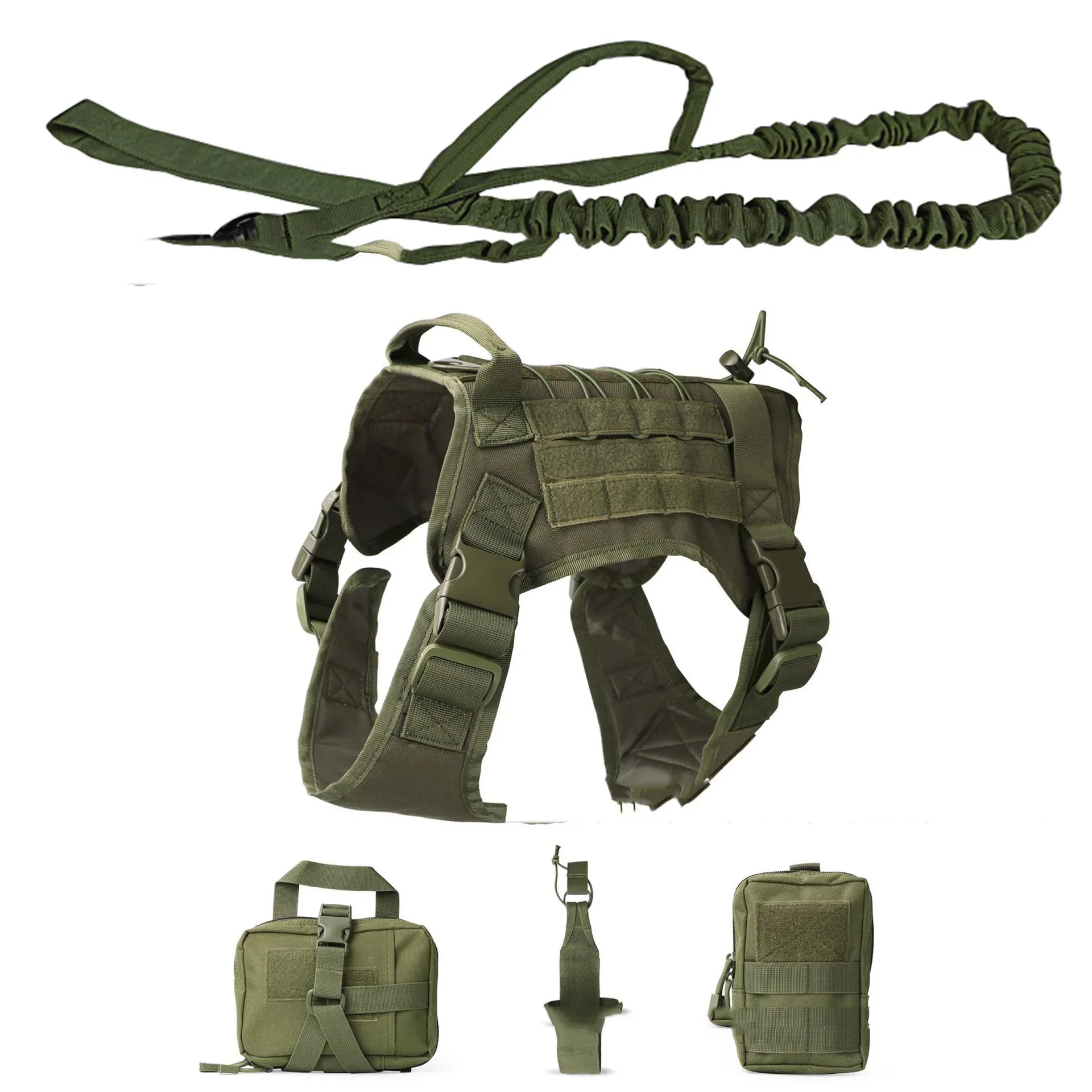 Tactical Dog Vest Harness Set – Military‑Style Harness with Leash & Utility Pouches - Fur Babies Pet Store