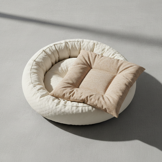 Flat lay of dog bed bundle