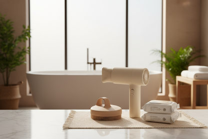 Grooming products in spa setting